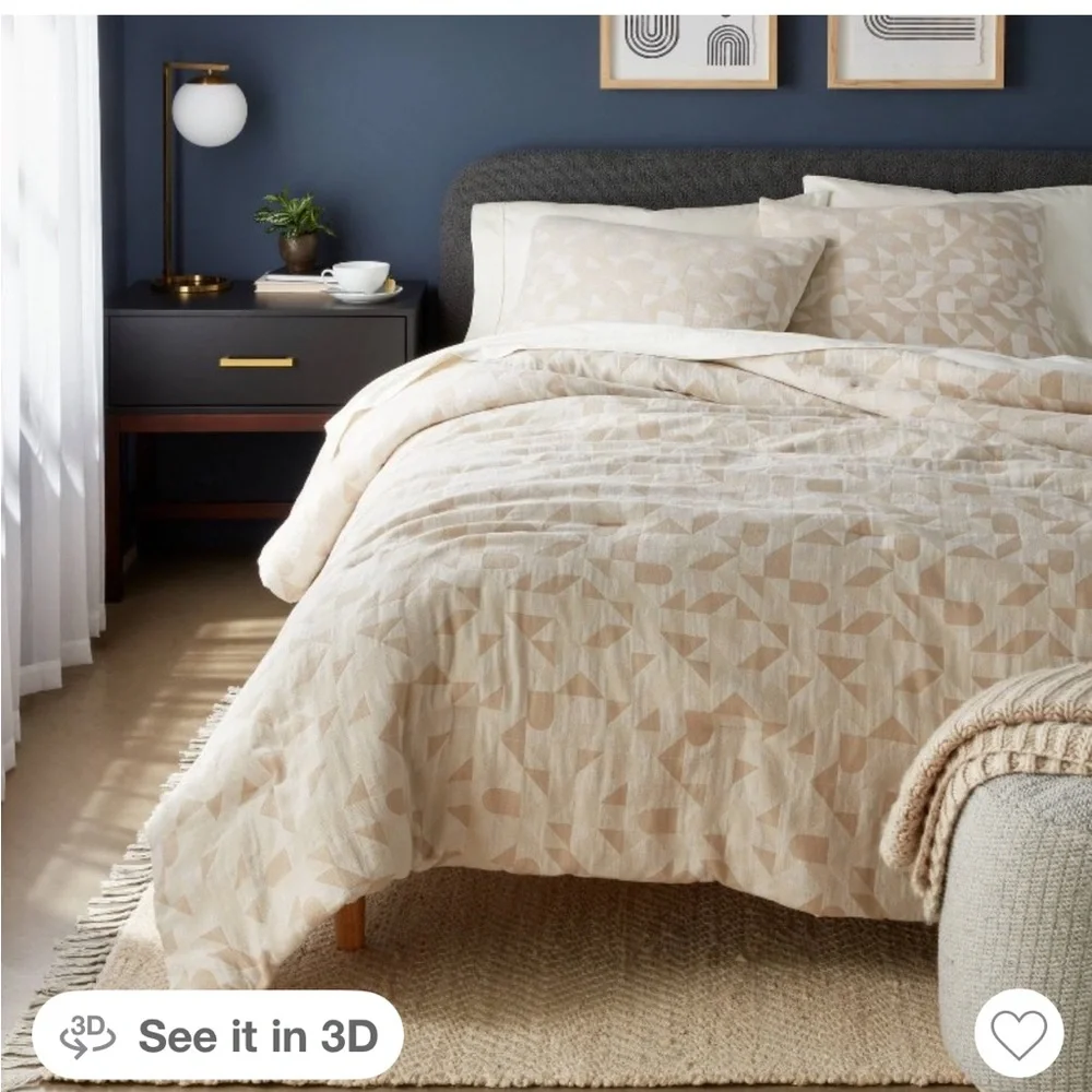 Threshold F/Q Beige Geo Matelasse Khaki/ Ivory Comforter Set